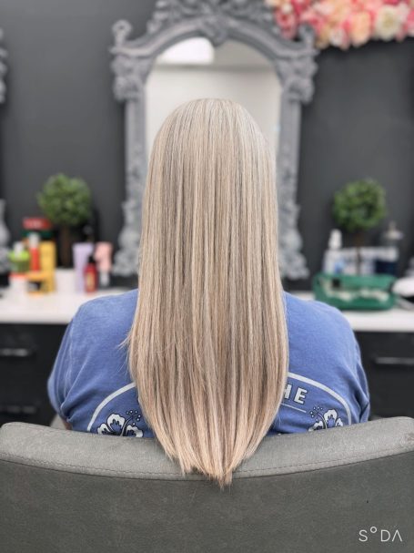 Blond long hair haircut, restyle in Swindon hair salon
